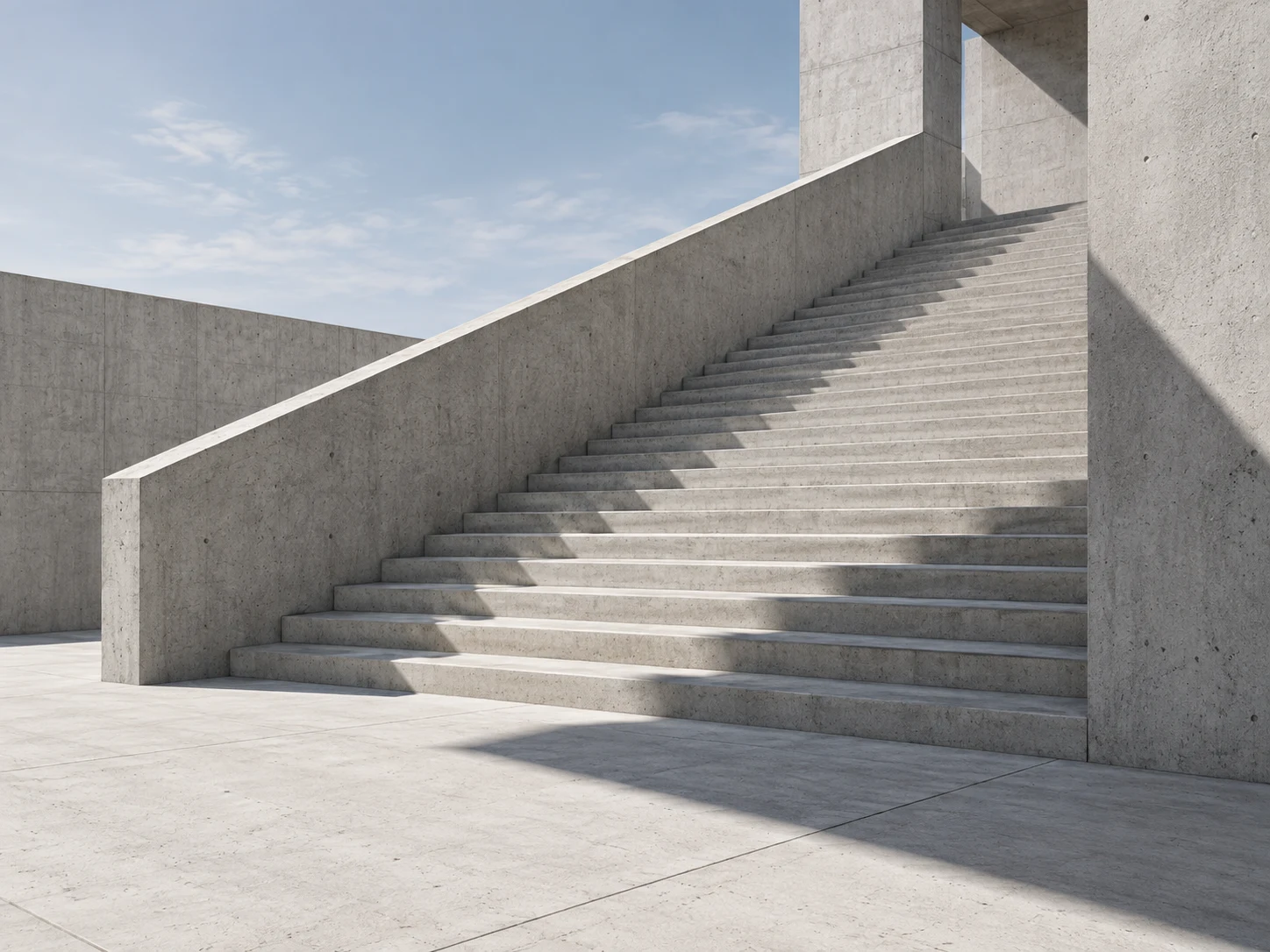 Arquitectura conceptual de hormigón con escaleras y luz natural